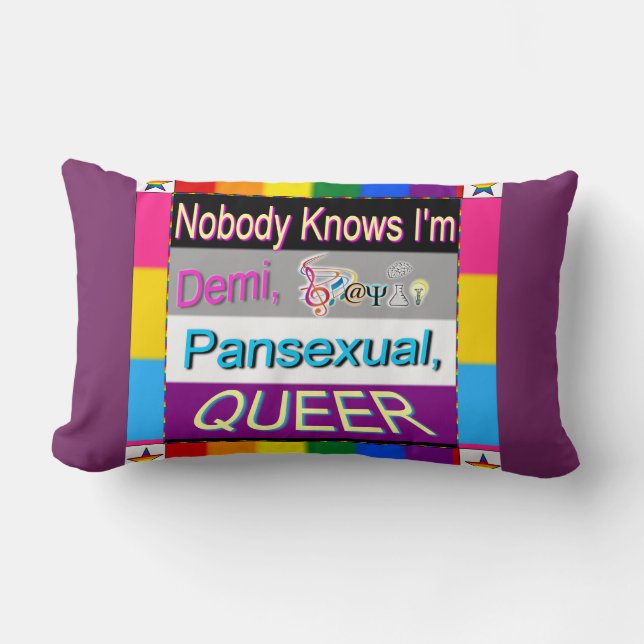 Cojín Lumbar Nadie sabe que soy Demi Sapio Pansexual QUEER (Anverso)
