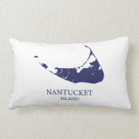 Nantucket Island Map azul marino Lumbar Pillow