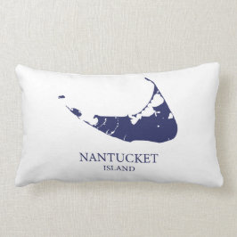 Cojín Lumbar Nantucket Island Map azul marino Lumbar Pillow