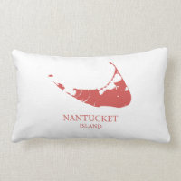 Nantucket Island Map nantucket rojo Lumbar Pillow
