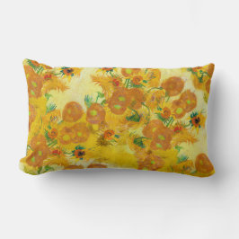Cojín Lumbar Naranja amarillo de arte moderno girasoles pintura