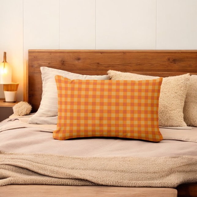 Cojín Lumbar Naranja Buffalo Plaid Holiday (Subido por el creador)