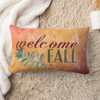 Cojín Lumbar Naranja de acuarela Bonito floral nombre de famili