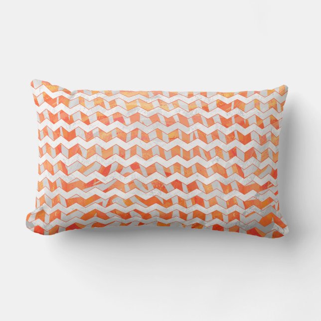 Cojín Lumbar Naranja de cebra y impresión en blanco (Anverso)
