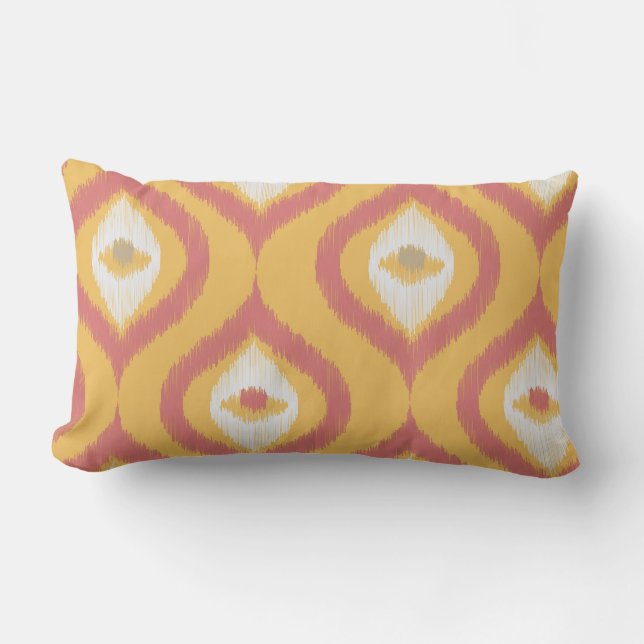 Cojín Lumbar Naranja de Ogee de la serie Ikat (Anverso)