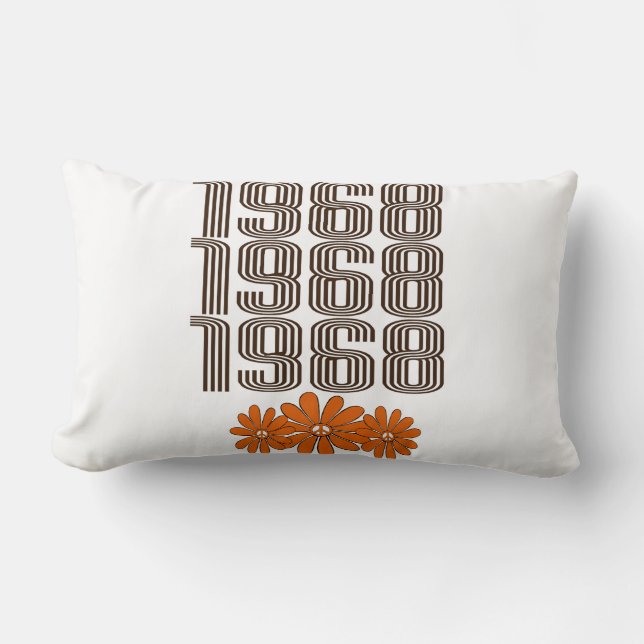 Cojín Lumbar naranja de signo de paz de 1968, poder de flor hip (Anverso)