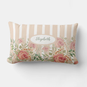 Cojín Lumbar Naranja Dulce Y Rosas De Jardín Rubor