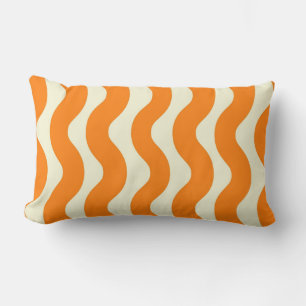 Cojín Lumbar Naranja Groovy Wavy Stripe Resumen Primavera moder
