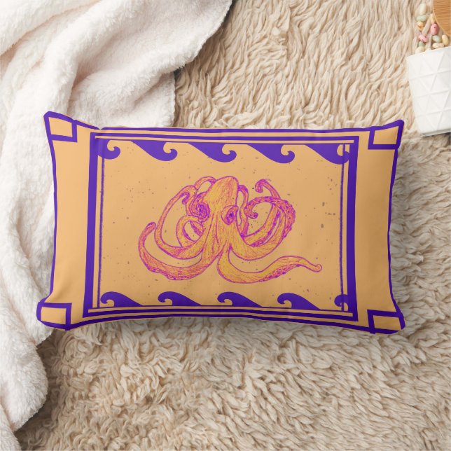 Cojín Lumbar Naranja Indigo Octopus Lumbar Pillow (Manta)