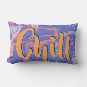 Cojín Lumbar Naranja Marblanqueado Y Chill Azul