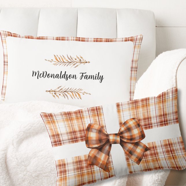 Cojín Lumbar Naranja marrón vintage nombre personalizado regalo (Vintage Brown Orange Personalized Name Parent Gift mom Lumbar Pillow boho rustic farmhouse elegant )