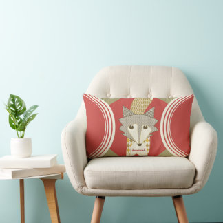 Cojín Lumbar Naranja Retro Personalizado Rojo Olive Fox Pillow