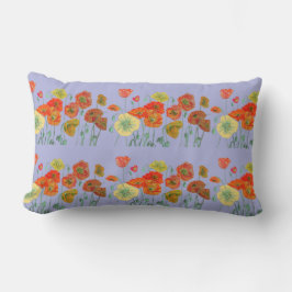 Cojín Lumbar Naranja Shabby Poppy Floral Pastel Purple Lilac Cu