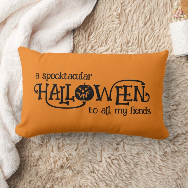Cojín Lumbar Naranja traviesa Halloween Jack-o-Lantern (Manta)