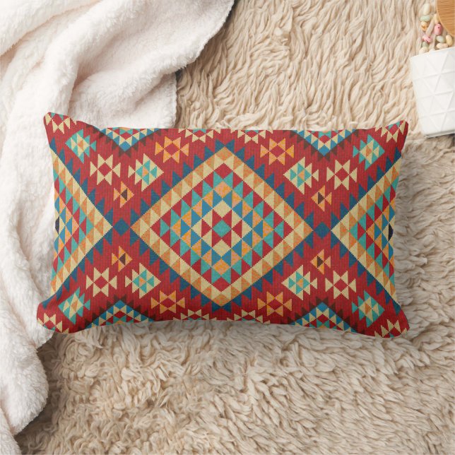 Cojín Lumbar Naranja Verde azulado azul rojo Kilim oriental ama (Manta)