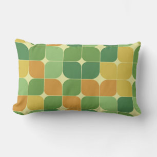 Cojín Lumbar Naranja Verde del patrón abstracto de mediados del
