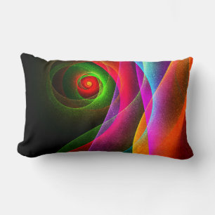 Cojín Lumbar Naranja Verde Rojo Patrón de arte abstracto modern