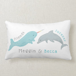 Cojín Lumbar Narwhal Dolphin Friends Forever Pillow