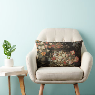 Cojín Lumbar Naturaleza Muerta Flores, Floral Barroco Vintage
