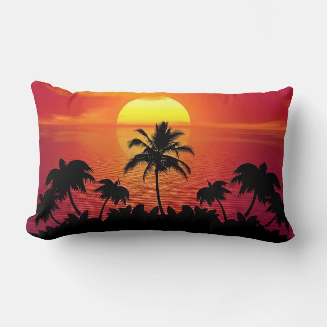 Cojín Lumbar Nature Sunset Palm Trees illustration (Anverso)