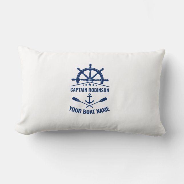 Cojín Lumbar Nautical Anchor Crossed Oars & Ships Wheel White (Anverso)