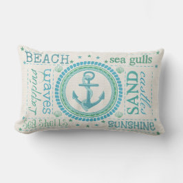 Cojín Lumbar Nautical Anchor Typography Beach Lumbar Pillow