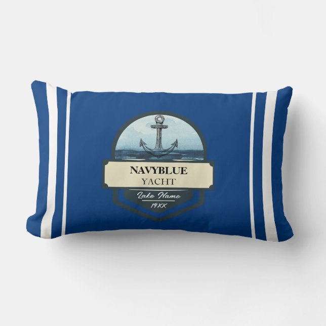 Cojín Lumbar Nautical Blue Anchor club náutico puerto deportivo (Anverso)