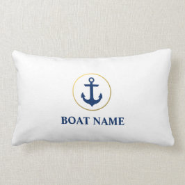 Cojín Lumbar Nautical Bote Name Anchor Blue White Gold