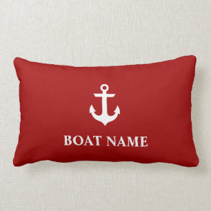Cojín Lumbar Nautical Bote Nombre Anchor Lumbar Pillow Rojo