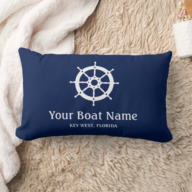 Cojín Lumbar Nautical Navy Blue Personalizado Nombre del barco (Manta)