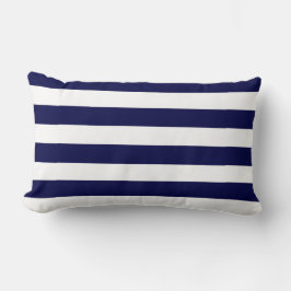 Cojín Lumbar Nautical Stripes Navy Blue and White 