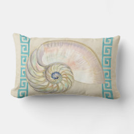 Cojín Lumbar Nautilus Shell acuarela Griega Key Damask Beach