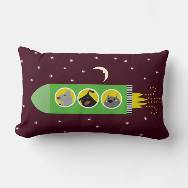 Cojín Lumbar Nave de Rocket del perro y del gato (Anverso)