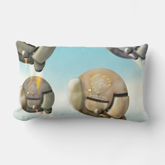 Cojín Lumbar Naves espaciales que vuelan a través de un planeta (Anverso)