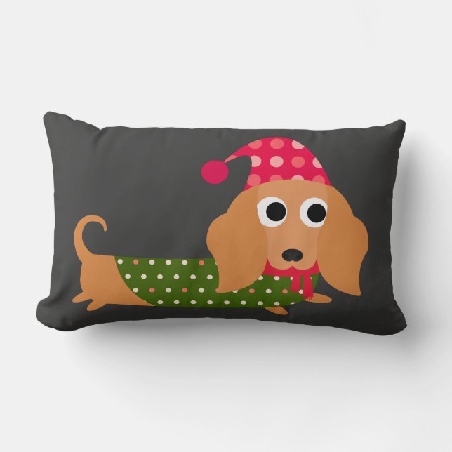 Cojín Lumbar Navidad del Dachshund (Anverso)
