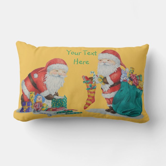 Cojín Lumbar Navidad lindo del padre con los juguetes y los (Anverso)