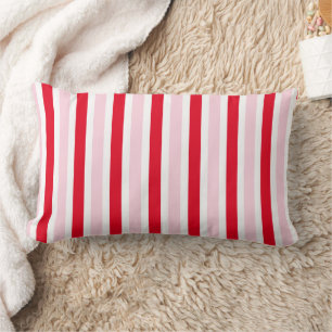 Cojín Lumbar Navidad Moderna Rayas Rosadas Rojas