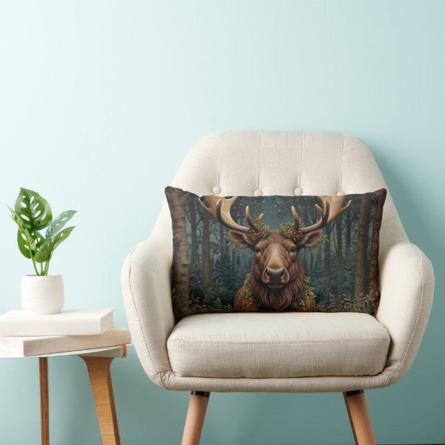 Cojín Lumbar Navidad rústica alce ciervo boho bosque forestal  (Silla)