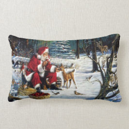 Cojín Lumbar Navidad tradicional Santa en el parque
