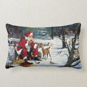 Cojín Lumbar Navidad tradicional Santa en el parque