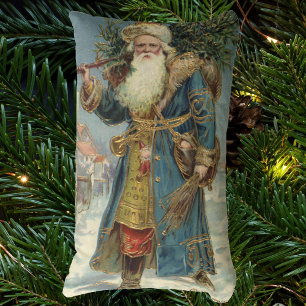 Cojín Lumbar Navidad vintage, Santa Claus victoriano con árbol