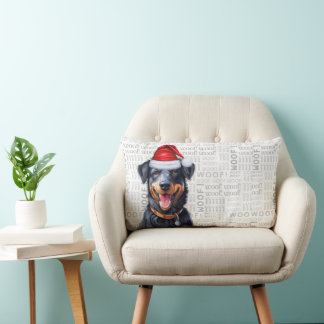 Cojín Lumbar Navidades amantes del perro en una Gorra de invier