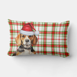 Cojín Lumbar Navidades Beagle Perro Rojo Verde Fiesta