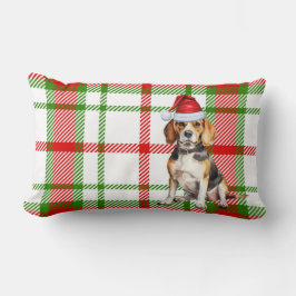 Cojín Lumbar Navidades Beagle Perro Rojo Verde Fiesta