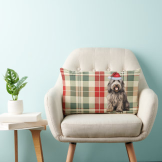 Cojín Lumbar Navidades Bergamasco Dog Holiday Plaid