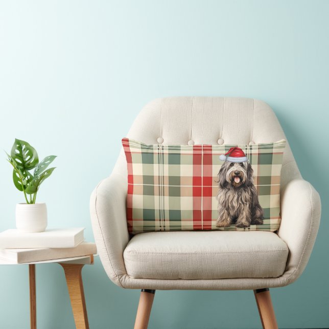 Cojín Lumbar Navidades Bergamasco Dog Holiday Plaid (Silla)