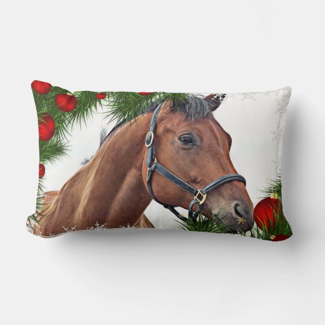 Cojín Lumbar Navidades Caballo Cute Pony Equestrian Equine (Anverso)