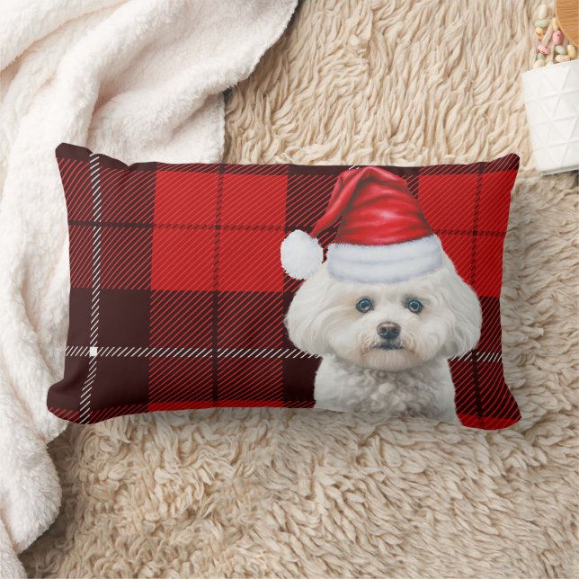 Cojín Lumbar Navidades Coton de Tulear Dog Red Holiday Plaid (Manta)