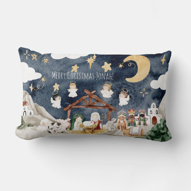 Cojín Lumbar Navidades cristianos de nombre personalizado (Anverso)