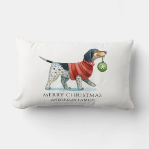 Cojín Lumbar Navidades de acuarela de suéter de perro moderno